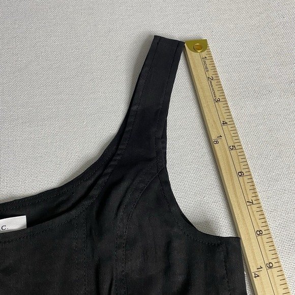 A.L.C. Crop Tank Top Black Corset Linen Blend Sleeveless Side Zipper Womens Sz 2 - Picture 9 of 13